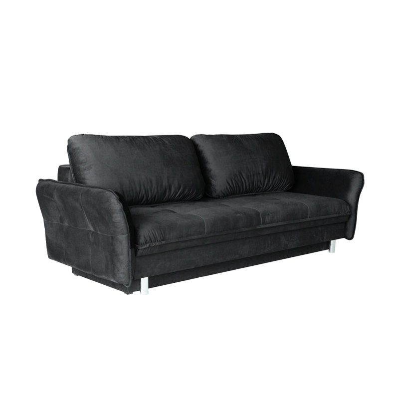 94.5" Flared Arm Sofa Bed with Reversible Cushions, Black