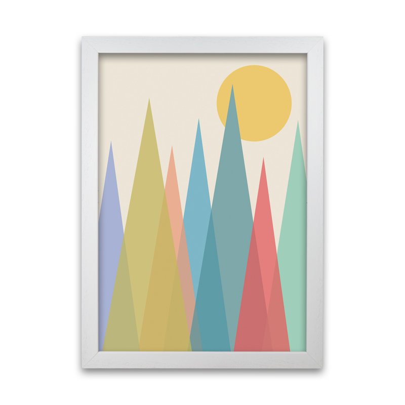 Day And Night Nursery Mid Century Modern - Print, 42cm H x 30cm W x 3cm D, White Frame