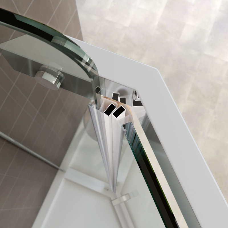 90x90x190cm Diamond-Shaped Semi-Frameless Shower Enclosure with Shower Tray,  Silver