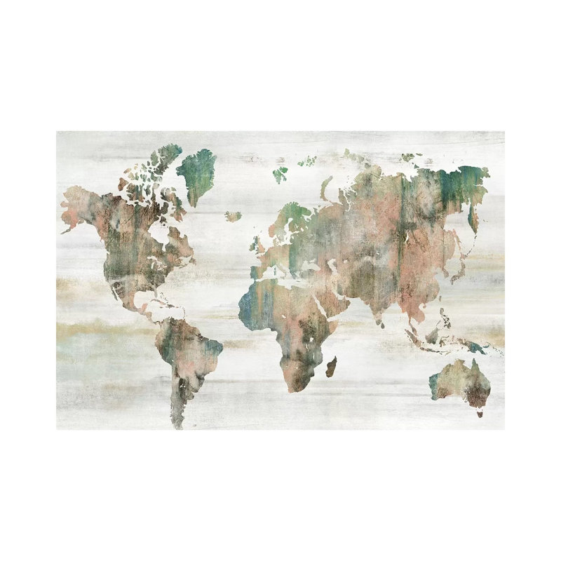 Map Of The World by Isabelle Z - Print on Canvas, Wrapped Canvas, 20.32 cm H x 30.48 cm W