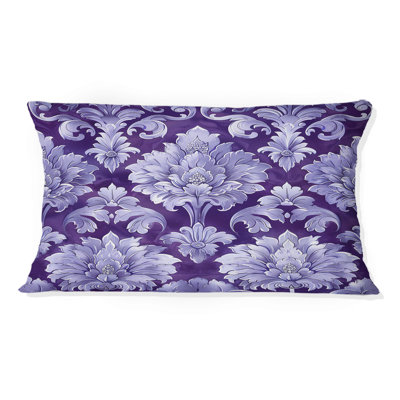 Coussin lombaire mauve à motif damas argenté mauve traditionnel III