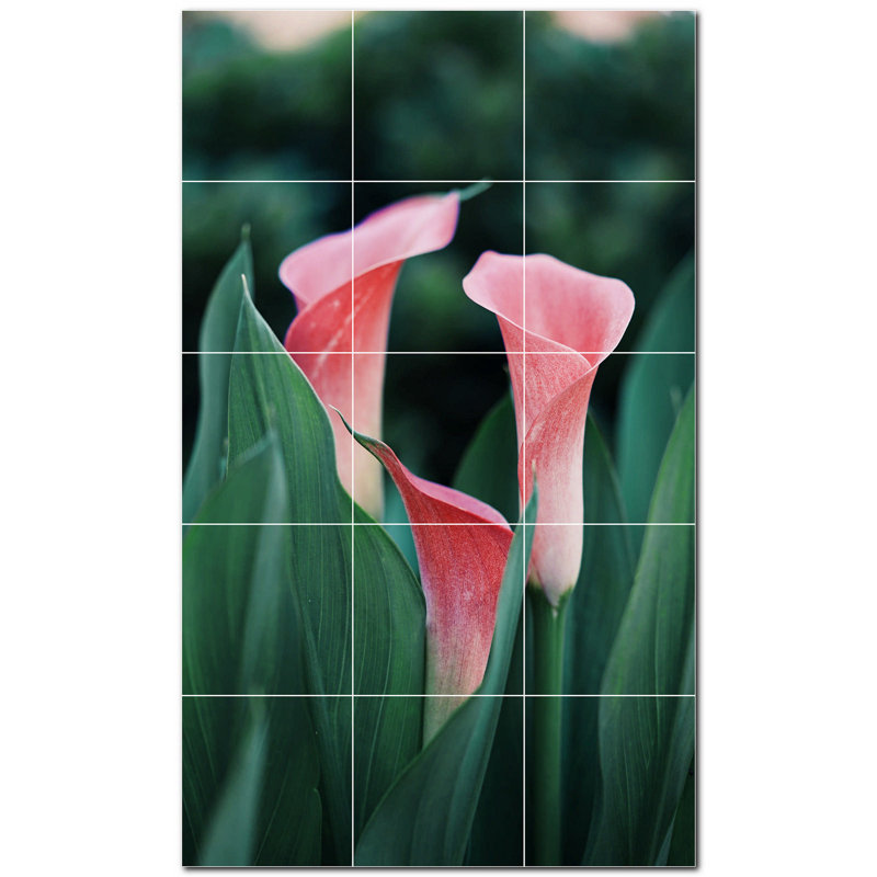 Décoration murale fleurs en céramique satinée 4,25 po x 4,25 po