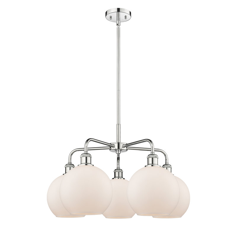Lustre sphérique à 5 lumières Ellington, H 16 po x l 26 po x P 26 po, Blanc mat, Chrome poli