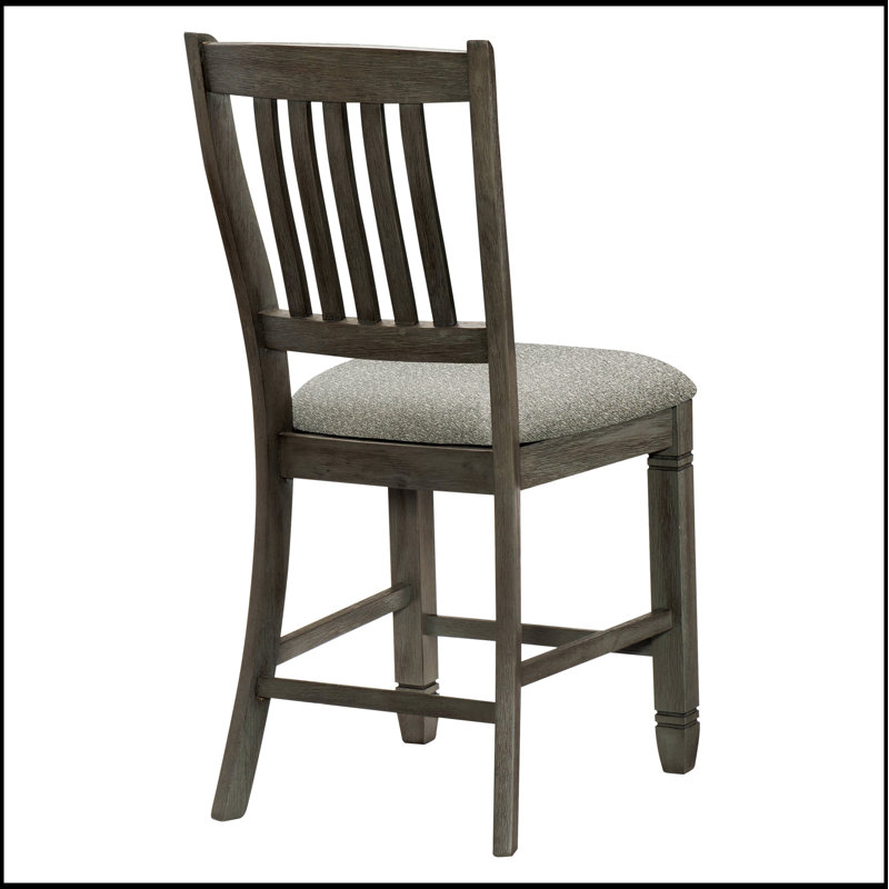 Ensemble de 2 chaises à hauteur de comptoir au fini gris antique de style classique avec sièges rembourrés confortables pour un repas élégant