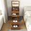 Bureau de coiffeuse 3 en 1 avec miroir lumineux, rangement et tabouret (petit noyer)-2139972299