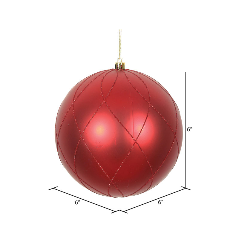 Ornement boule 6 po mat et scintillant, Rouge