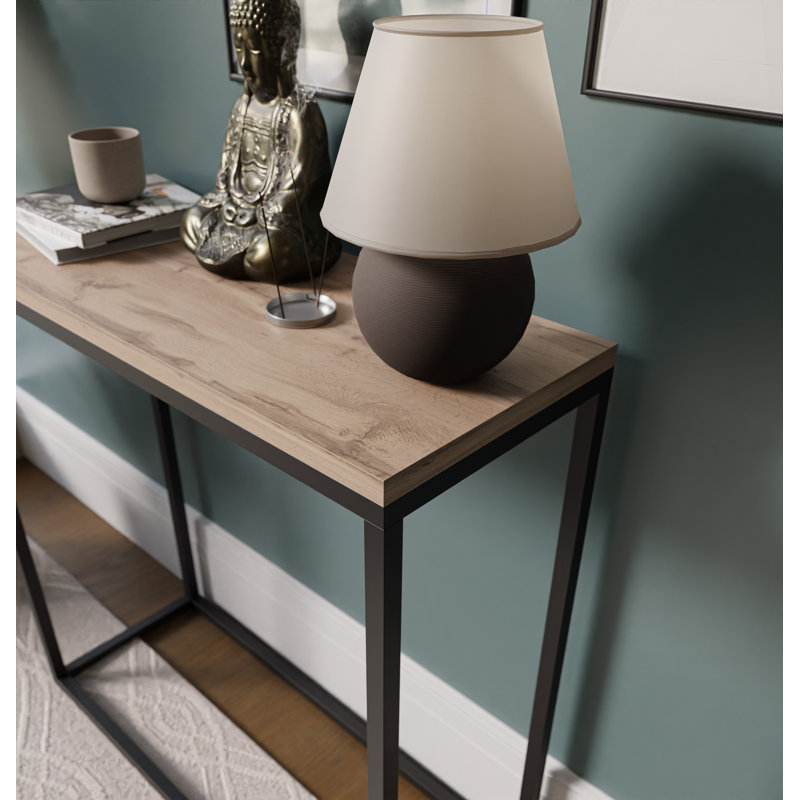 Burmaster Console Table, Wotan Oak, Black, 80cm H x 80cm W x 30cm D