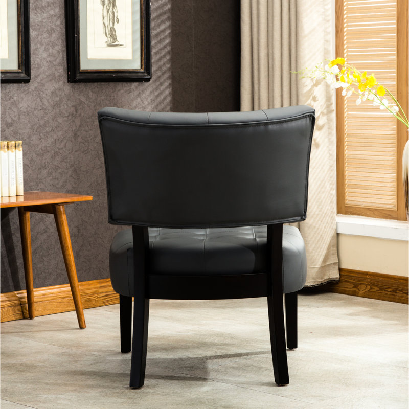 Fauteuil surdimensionné en cuir mélangé gris avec dossier élégant