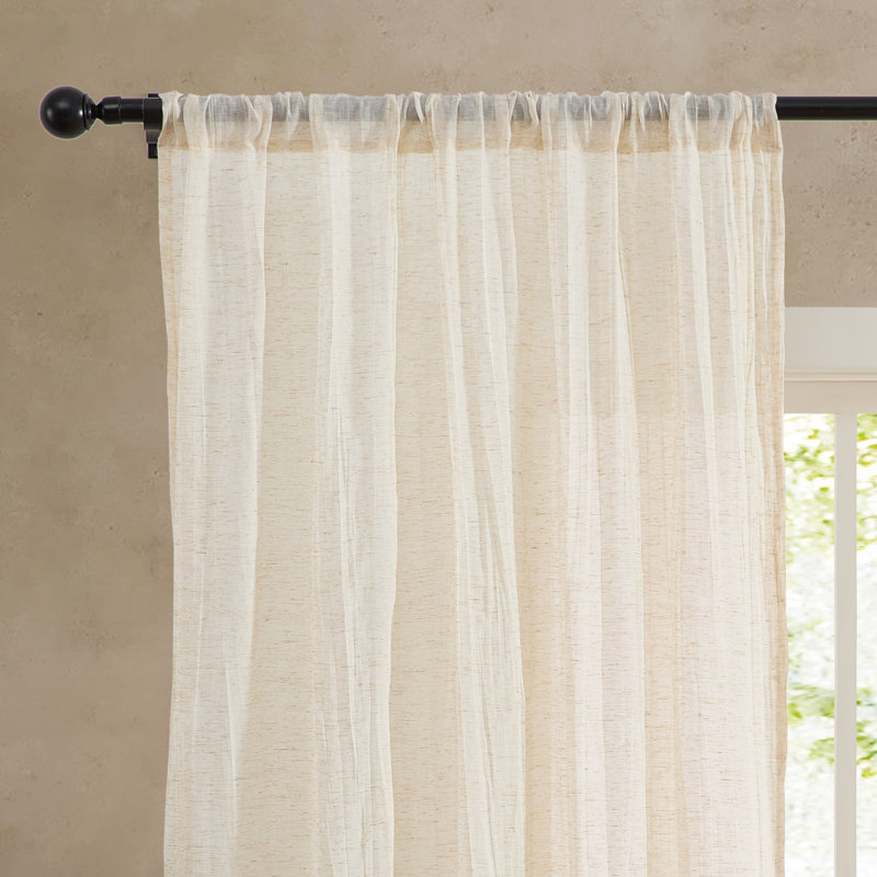 Natural Light-Filtering Linen Blend Curtain Panels, 50'' W x 96'' H