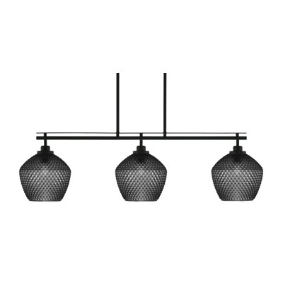 Odyssey 3 Light Island Light Shown With 9" Smoke Textured Glass