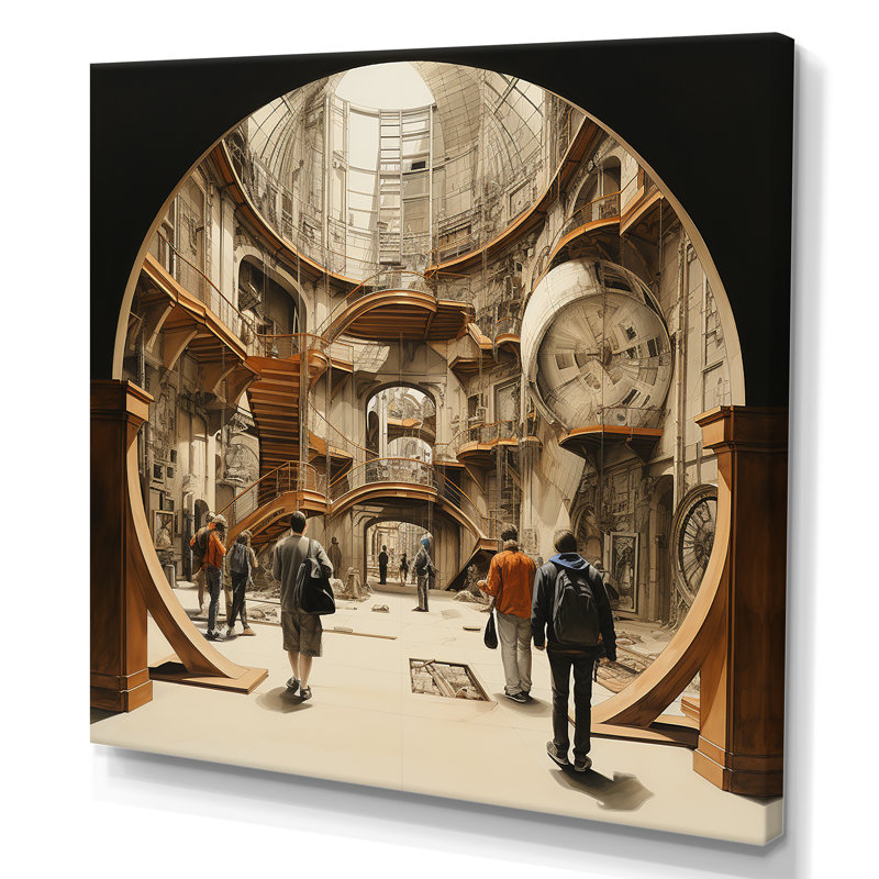 Musées, dessin I sur toile, H 24 po x l 24 po x P 1 po, Toile tendue