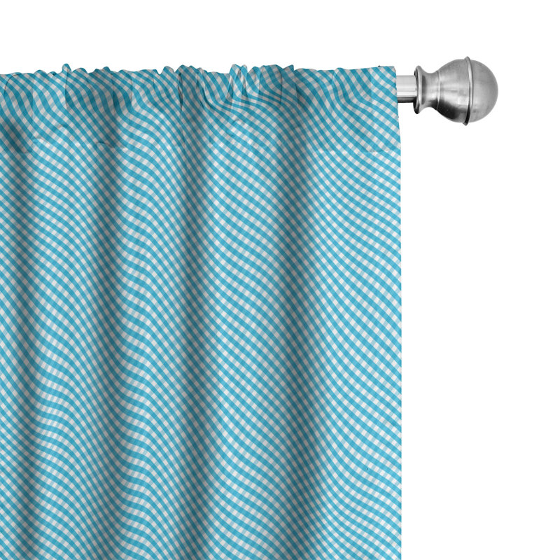 Checkered Semi-Sheer Rod Pocket Sliding Panel, 28" x 84", Blue