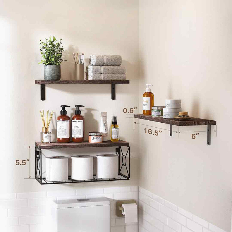 Nio Paulownia Bathroom Shelves, Brown