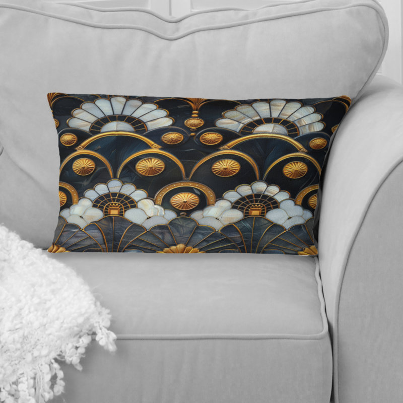 Carrelage art déco doré et argenté - Coussin lombaire à carreaux