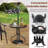 27.5" Patio Bistro Table With Tempered Glass Tabletop 1.57" Umbrella Hole
