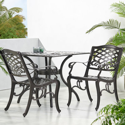Fauteuil avec accoudoirs (2 pièces), motif gracieux à volutes et à motif floral, fabrication en aluminium rouille, sièges, l 26,55 po x P 21,69 po, H 35,99 po, 2 chaises d'assemblage requis, style classique, aluminium,