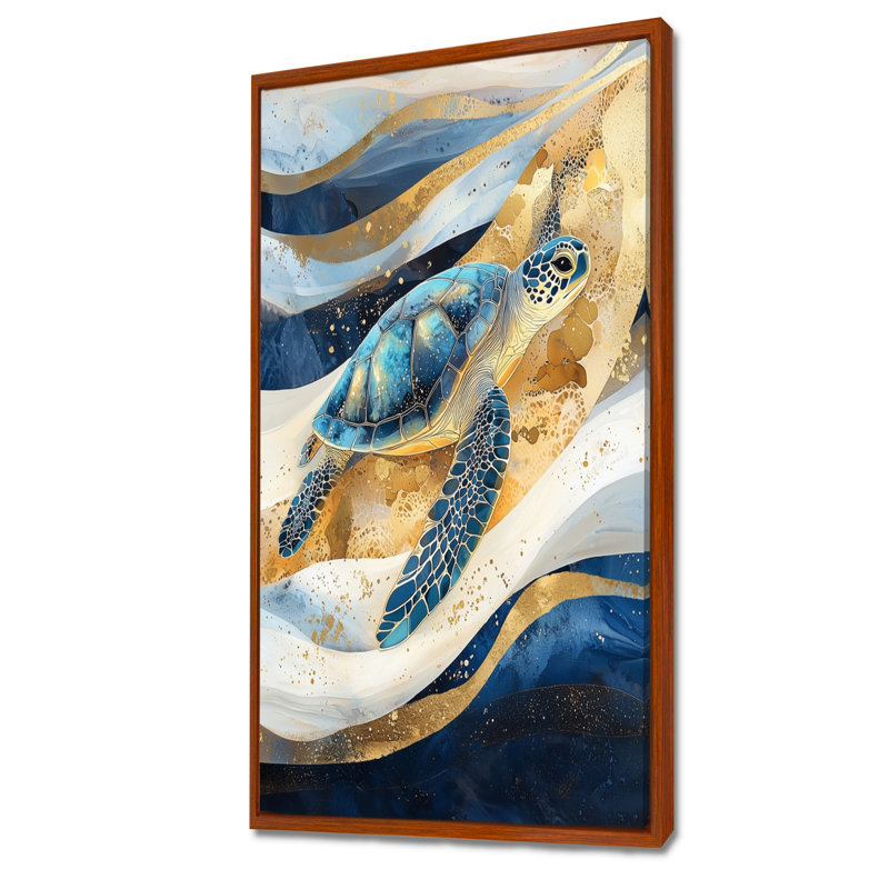 Vagues abstraites de Cindey - Tortue, art mural, H 60 po x l 28 po, Impression encadrée sans passe-partout, Brun
