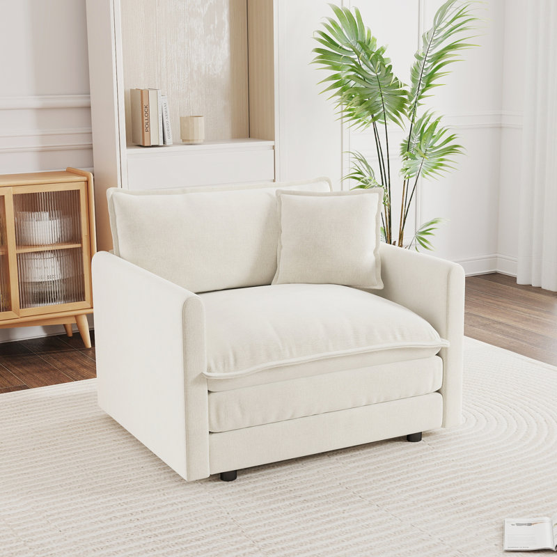 Fauteuil de lecture rembourré Comfy, 33" H x 41.4" W x 35" D, Beige