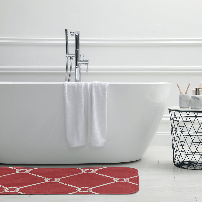 Tapis de bain Nautical Nights, L 21 po x L 34 po, Rouge