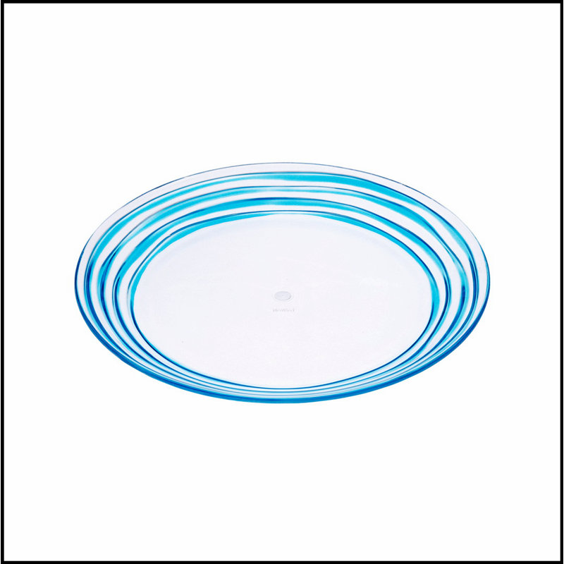 Ensemble de 4 assiettes à dessert en plastique Designer Swirl, 4 assiettes en plastique bleues, assiettes de cuisine pour toutes les occasions