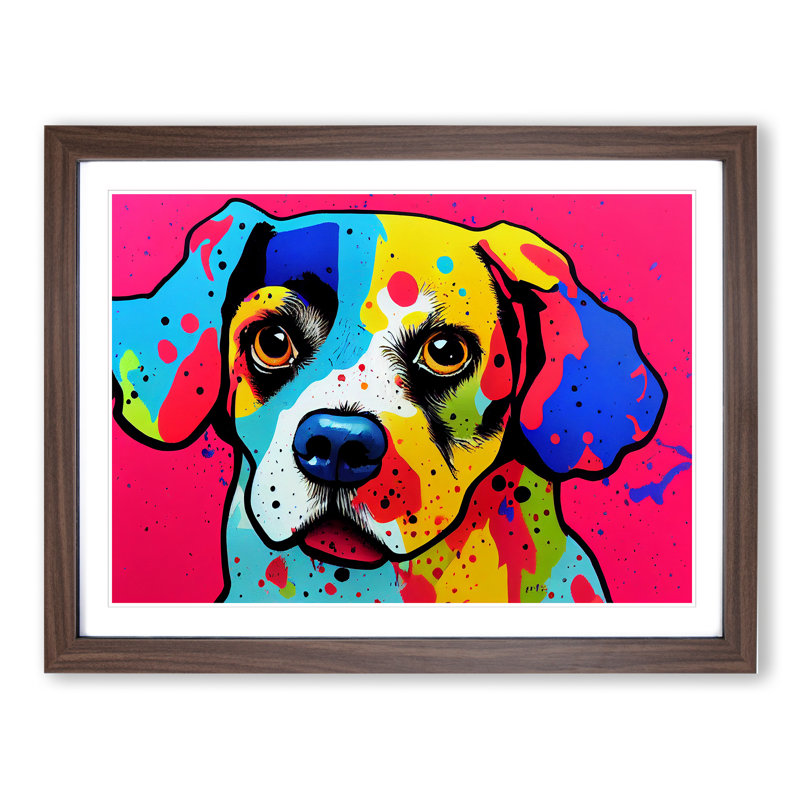 Colourful Dog Vol.3 Abstract - Framed Print, 34cm H x 46cm W x 2cm D, Walnut