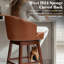 Tabouret de bar pivotant en similicuir 31,9 po avec pieds en bois massif, brun-1082600042-1095359777