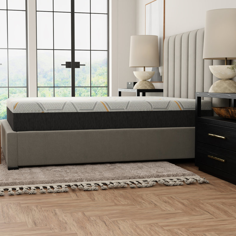 Matelas en mousse à gel de cuivre avec support efficace des bords - King séparé, tête en V, mémoire de forme, 30 cm d'épaisseur, base aérée, gris, 203 cm x 193 cm