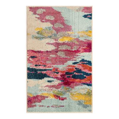 Tapis rose en polypropylène Roshan