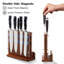Magnetic Knife Block With Acrylic Shield, Double Side Kitchen Knife Holder Without Knives- Acacia Wood Universal Knife Storage Organizer With Powerful Magnet For Kitchen Counter