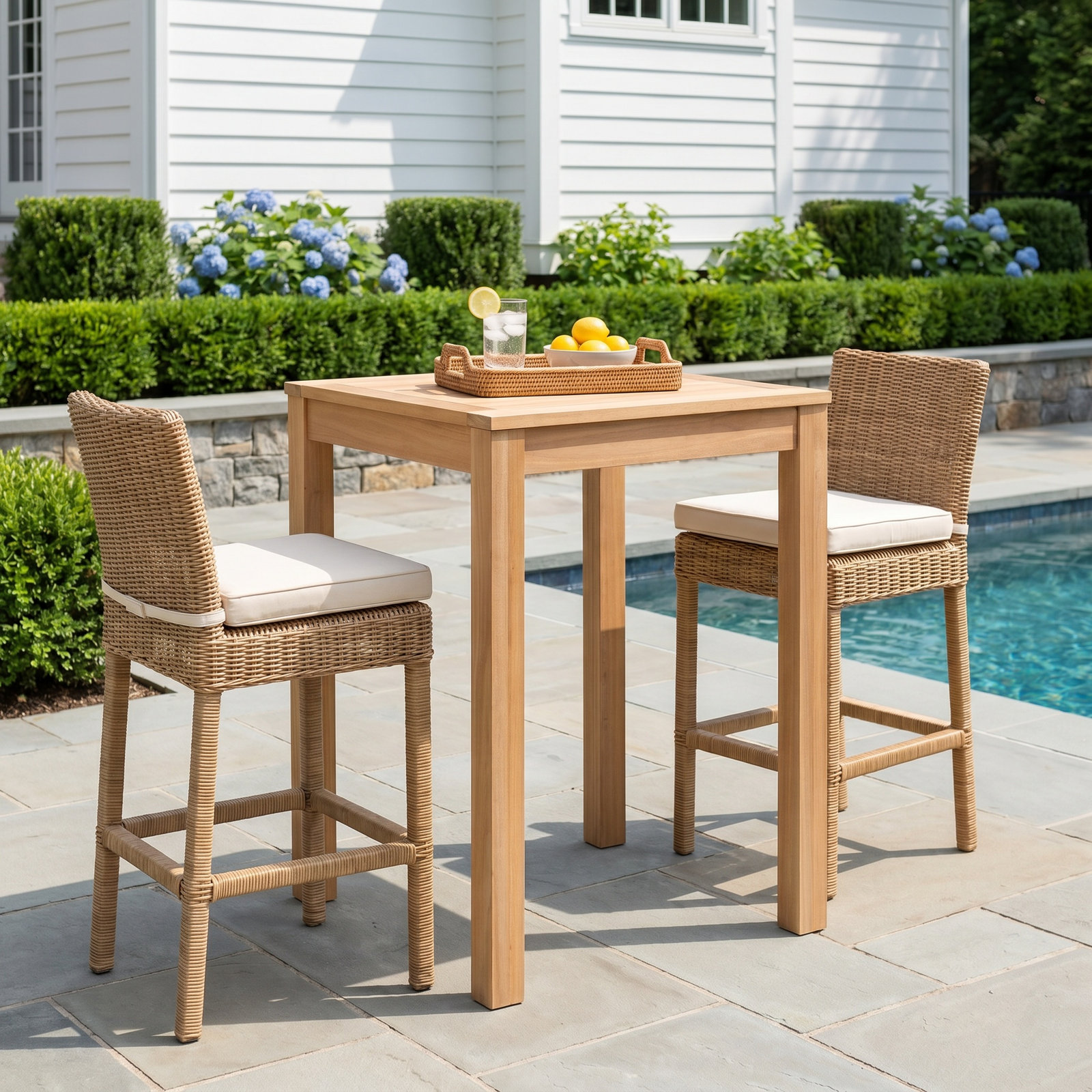 Dustin 32" Eucalyptus Patio Bar Table
