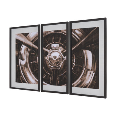 «Vintage Propeller I» par Ethan Harper a, reproduction d'art encadrée texturée sous verre