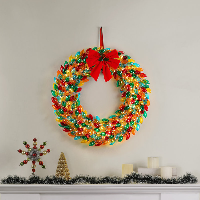 Couronne d'extérieur pour ampoule rétro C9 de 30 po, Vert / Bleu / Jaune, Bleu / vert / orange / rouge / jaune