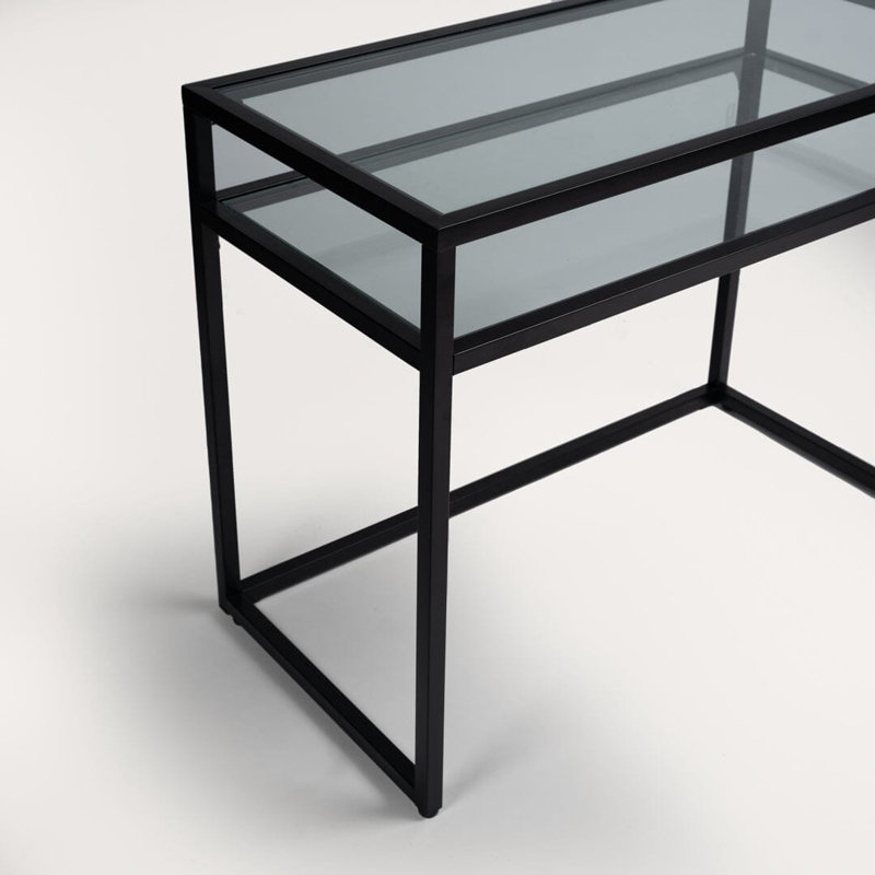 Leother 100cm Glass Top Console Table