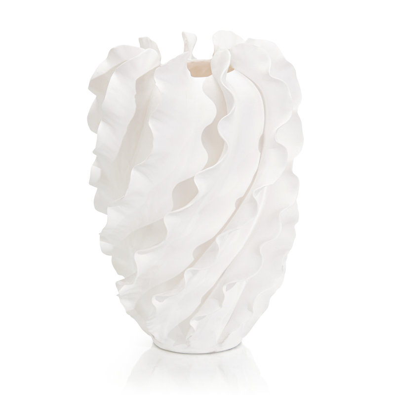 Grand vase blanc Flirren, H 10 po x l 10 po x P 9,5 po, Blanc