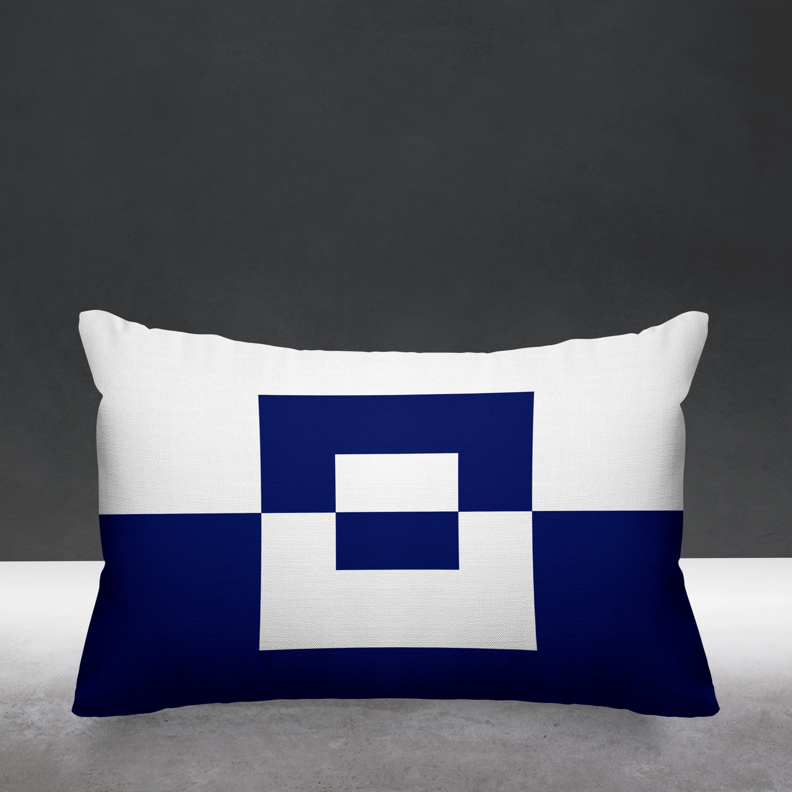 Luella Geometric Indoor/Outdoor Lumbar Throw Pillow, Navy Blue
