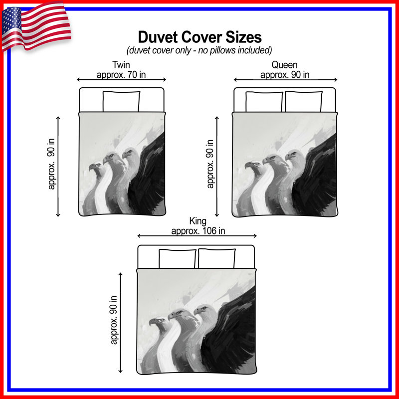 Housses de couette monochromes Eagles Illustration, Lit simple