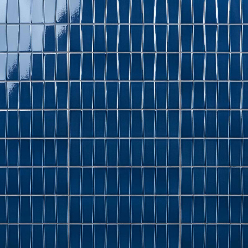 Colorplay Steps 4.5x18 3D Crackled Glossy Ceramic Tile, Nautical Blue
