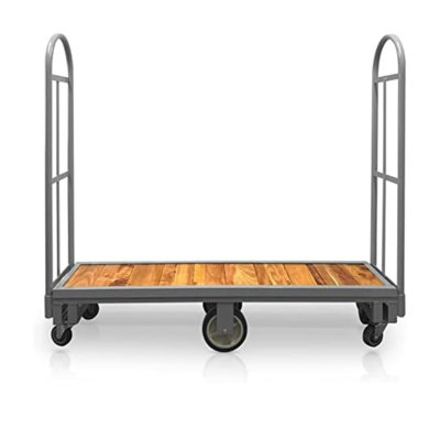 Chariot à plate-forme U-Boat Niche Aisle, chariot utilitaire robuste de 16 x 48 pouces avec plateforme en bois épais, chariot à main de qualité supérieure pouvant supporter des charges jusqu'à des livres, chariot à main avec deux poignées amovible
