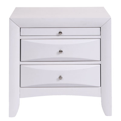 White Nightstand With 2 Drawers