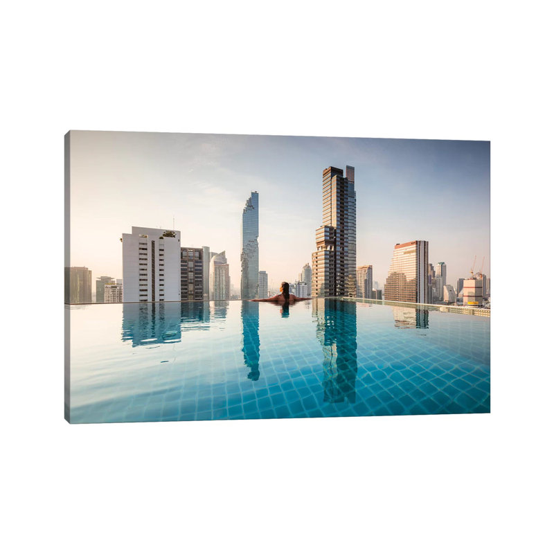 Infinity Pool And Bangkok Skyline by Matteo Colombo - Wrapped Canvas Print, 20.32 cm H x 30.48 cm W
