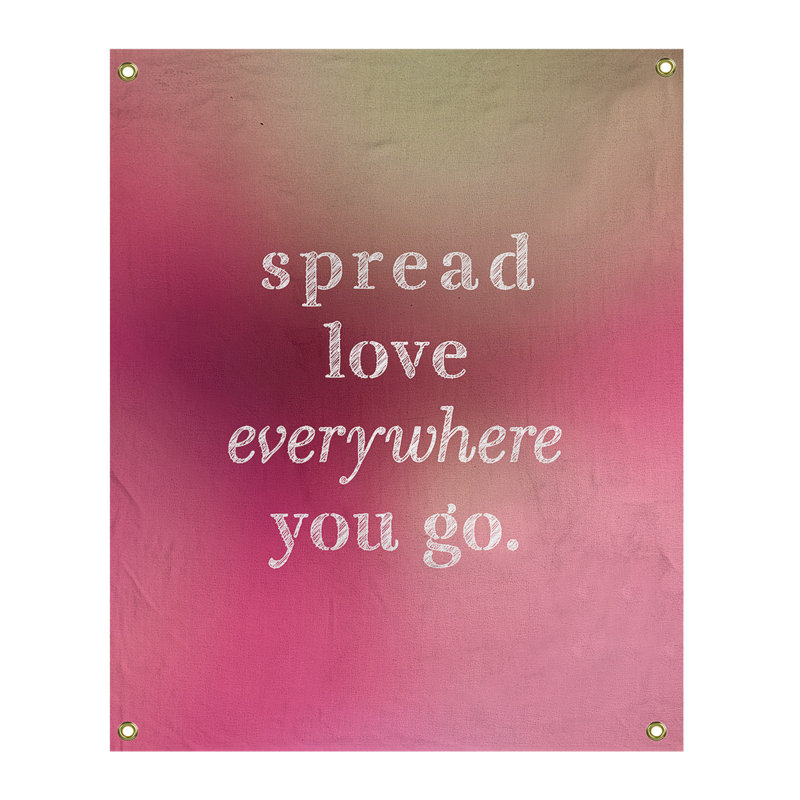 Tapisserie de polyester à l’quoted love quot, H 80 po x l 59 po, Lueur rose