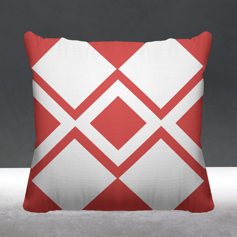 Coussin décoratif intérieur / extérieur Halsey Loop, L 19 po x H 19 po, Corail