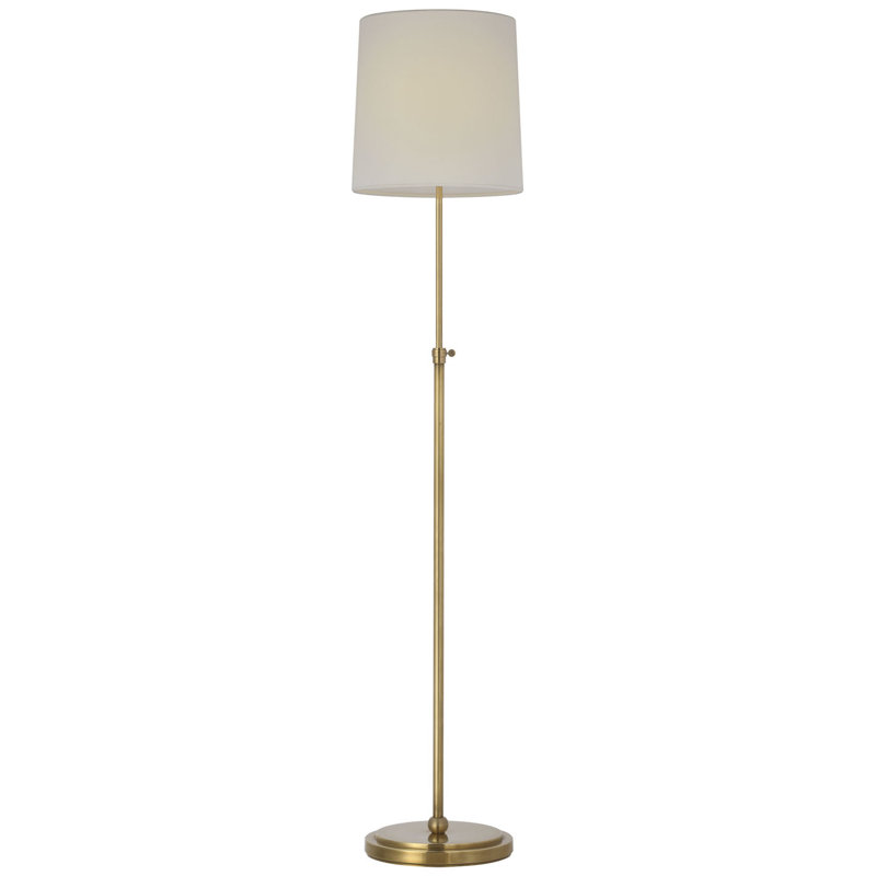 Thomas O'Brien Bryant 52" Adjustable Cordless Floor Lamp with Linen Shade, Hand-Rubbed Antique Brass