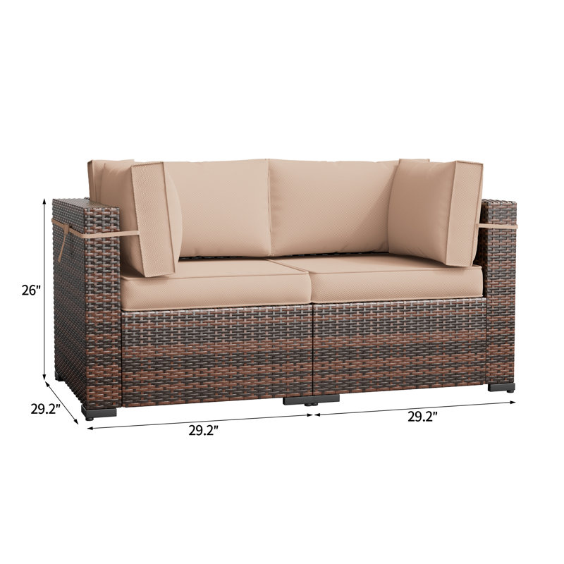 2 - Person Outdoor Seating Group With Cushions, Khaki