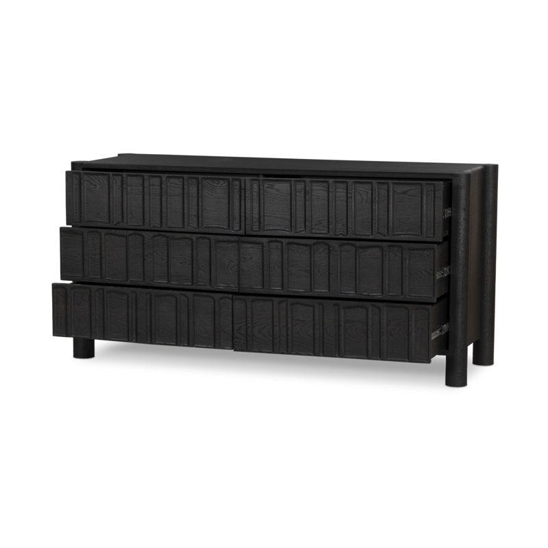 Ezri 6 - Drawer Solid Wood Dresser, Black