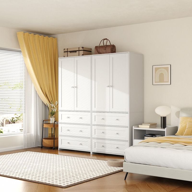 Armoire 4 portes avec miroir et 6 tiroirs Sandrea, Avec