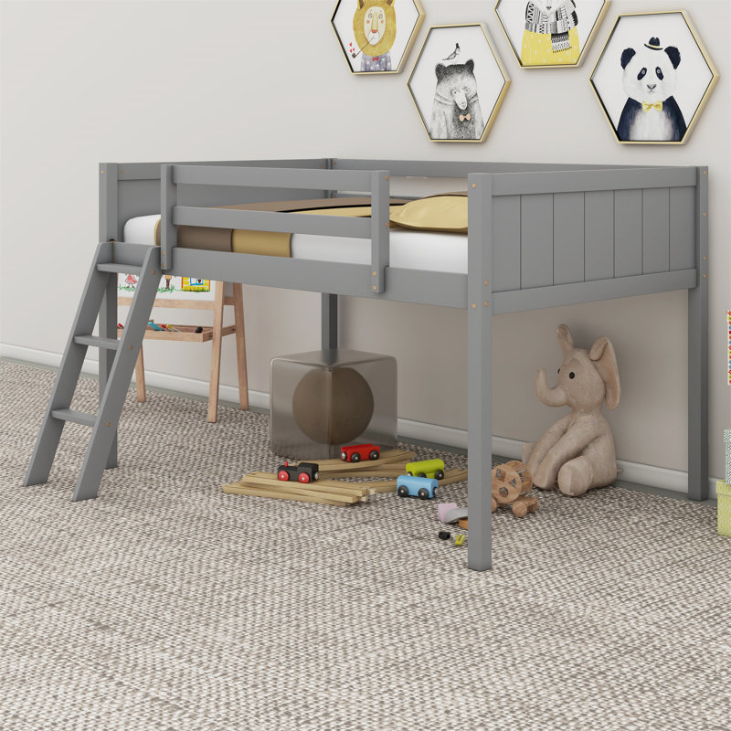 Lit mezzanine bas Wood, Gris