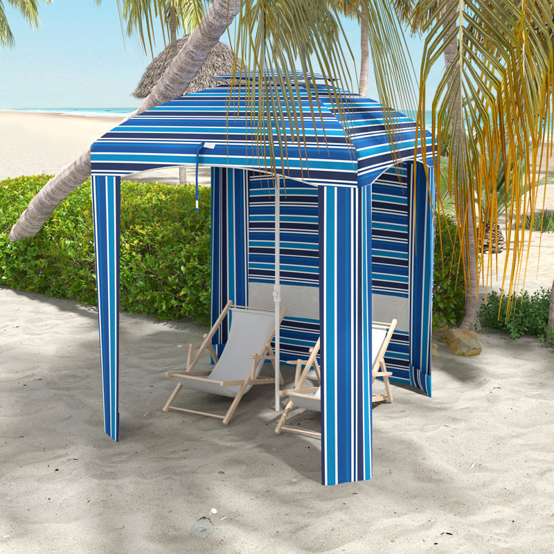Parasol de plage portatif Outsunny 5,8 pi x 5,8 pi, Multi-couleur