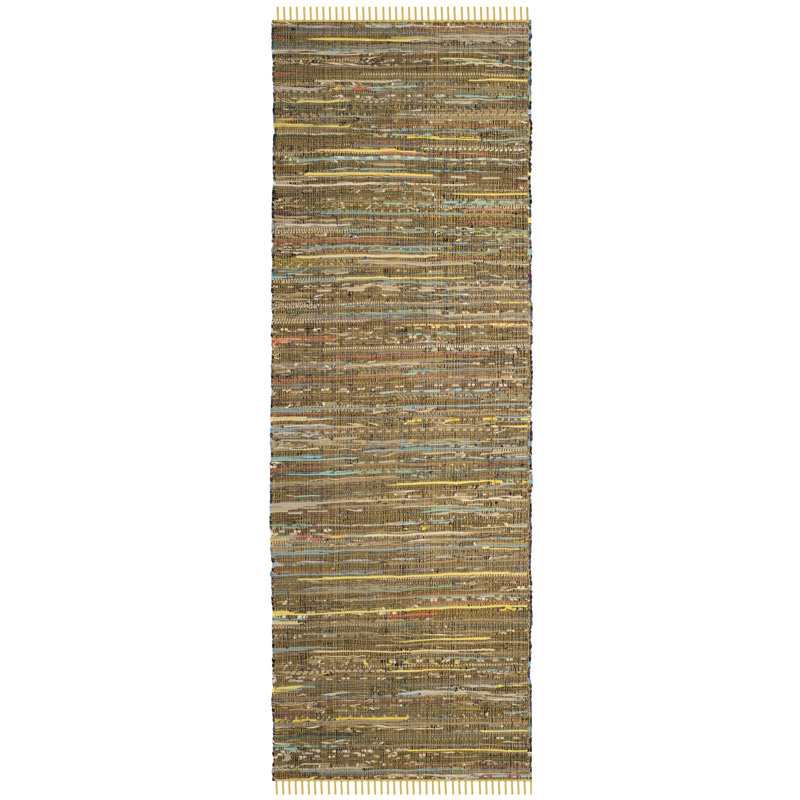 Desilva Rug Hand Woven Cotton Striped Rug, Runner 2'3" x 12'