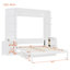 Grand lit escamotable peu encombrant avec bureau, tablettes de rangement et armoires pour bureau personnel, lumières - blanc-472696374